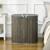 STILVORA Laundry Basket 100 L with Lid & 2 Compartments Grey