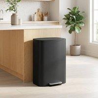 STILVORA 50L Kitchen Pedal Bin with Soft-Close Lid in Black