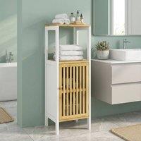 STILVORA Bathroom Storage Unit with Cupboard & Shelves White