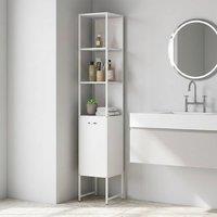 STILVORA Tall Bathroom Cabinet with Shelves & Door White