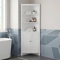 STILVORA Bathroom Cabinet with Cupboard & 3-Tier Shelves White