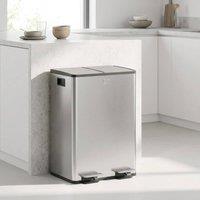 STILVORA Dual Kitchen Bin 56L with Pedal Lid Silver