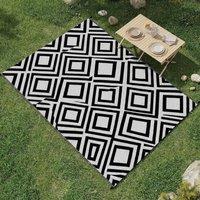STILVORA Reversible Outdoor Rug 182 x 274 cm with Carry Bag in Black