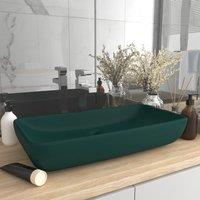 Berkfield Home Luxury Basin Rectangular Matt Dark Green 71x38 cm Ceramic