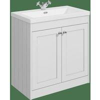 Balterley 800mm Floor Standing 2 Door Unit & Minimalist Basin 1 Tap Hole - White