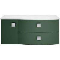 Balterley Gentleshaw 2 Drawer Right-Hand Wall Hung Vanity Unit, White, 1000mm in Green