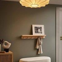 Wyld and Coco Pendant Lamp White Fabric Shade Painted Iron Base Scandi Ceiling