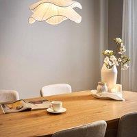 Wyld and Coco Pendant Lamp White Double-Pleated Fabric Shade Iron Base