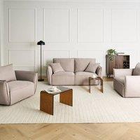 Wyld and Coco Taupe Fabric Sofa Set - Low Profile L190 x D92 x H82cm in Beige