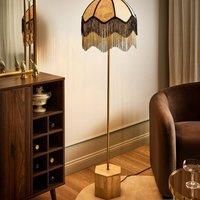 Wyld and Coco Floor Lamp 150 cm Natural Fabric Drum Shade Retro Classic