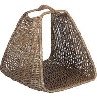 Red Hamper Antique Wash Willow Log Basket Cradle in Brown