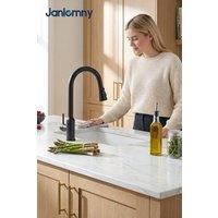 JANLEMNY Matte Black Pull Out Kitchen Tap, Mixer Tap with 3 Modes | Size: 1000mm x 400mm
