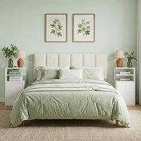 HOMCOM Slim Bedside Table Set of 2 with Open Cubbies & Cupboard in White