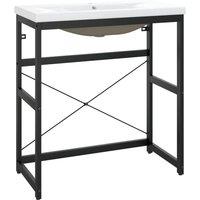 Berkfield Home Bathroom Washbasin Frame with Built-in Basin Black Iron