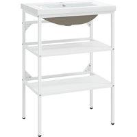 Berkfield Home Bathroom Washbasin Frame with Built-in Basin White Iron