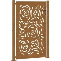 Berkfield Home Garden Gate 105x155 cm Weathering Steel Flame Design in Brown