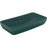 Berkfield Home Luxury Basin Rectangular Matt Dark Green 71x38 cm Ceramic