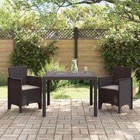 Berkfield Home Modern Garden Dining Set Set of 3 Dark Brown Polypropylene