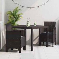 Berkfield Home Cosy Garden Dining Set Set of 3 Brown Plastic Rattan Sturdy