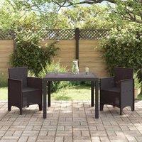 Berkfield Home Modern Garden Dining Set Set of 3 Dark Brown Polypropylene Resin