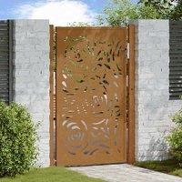 Berkfield Home Garden Gate 105x155 cm Weathering Steel Flame Design in Brown