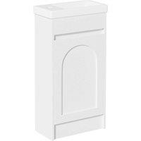 KEEPREAPER Floor Standing Bathroom Vanity with Ceramic Sink 2 Storage in White
