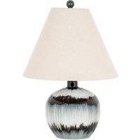 Lemon Pavilion Furniture and Decor Midnight Shadows Squat Table Lamp with Linen Shade - Glass - Black