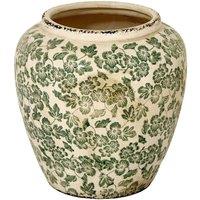 Lemon Pavilion Furniture and Decor Large Green Clover Olpe Vase - Ceramic - L28 x W28 x H29 cm - White