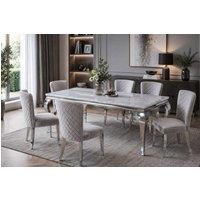 Stratus Interiors Louis Modern Round Marble Dining Table with Elegant Stainless Steel Legs 1.3mt in White | Size: 200 cm x 100 cm