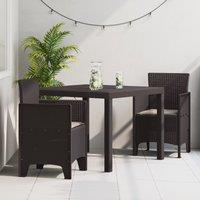Berkfield Home Garden Dining Set Set of 3 Dark Brown Polypropylene
