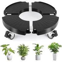 NESTLUNE Plastic Plant Pot Caddy With Wheels Mover Trolley Stand in Black