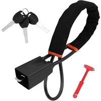 VOGREX Steel Car Steering Wheel Seat Belt Lock Anti-Theft Device 3 Keys in Black