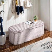 KORVIXA Corduroy Storage Bench Ottoman in Pink | Size: 100 cm