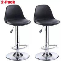 KORVIXA Bar Stools Set of 2 PU Leather in Black | Size: 100 cm