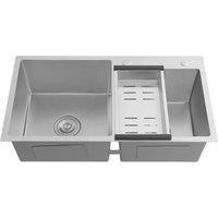 VOGREX Drop-in Double Bowl Stainless Steel Kitchen Sink in Silver