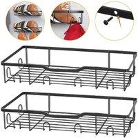 VOGREX 2x Wall Mounted Metal Hat Cap Rack Storage Display Organiser in Black