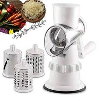 VOGREX White 3-in-1 Stainless Steel Rotary Grater Slicer Shredder Chopper