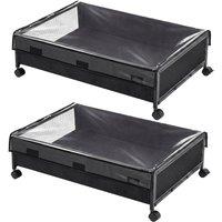 VOGREX 48L Black Wheeled Under Bed Storage Box Metal Frame With Lid