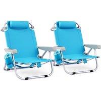 NESTLUNE Chair-Blue Folding Backpack Beach Chair in Blue