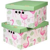NESTLUNE 2pc Decorative Storage Boxes Home Office Box in Green