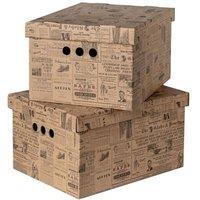 NESTLUNE 2pc Decorative Storage Boxes Home Office Box in Brown
