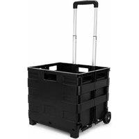 Havendro Folding Shopping Cart Crate Trolley Portable Storage with Wheels in Black
