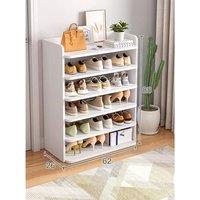 KORVIXA 6 TIER SHOE FOOTWEAR RACK ORGANISER STORAGE in White | Size: 500mm