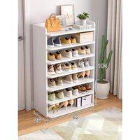 KORVIXA 7 TIER SHOE FOOTWEAR RACK ORGANISER STORAGE in White | Size: 500mm
