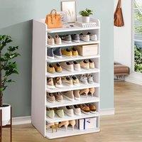 KORVIXA 8 TIER SHOE FOOTWEAR RACK ORGANISER STORAGE in White | Size: 500mm