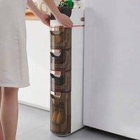 KORVIXA 4 Drawers Slim Drawer Storage Unit Narrow in White | Size: 500mm