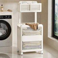 KORVIXA Folding Laundry Sorter Basket Cart in White | Size: 100 cm