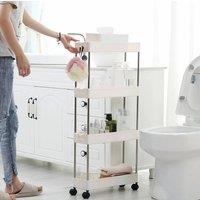KORVIXA 4 Tier Slim Kitchen Trolley Storage Shelf in White | Size: 0.6m2