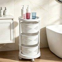 KORVIXA 3 Tier Rotating Storage Rack Trolley Cart in White | Size: 0.6m2