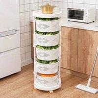 KORVIXA 5 Tier Rotating Storage Rack Trolley Cart in White | Size: 0.6m2
